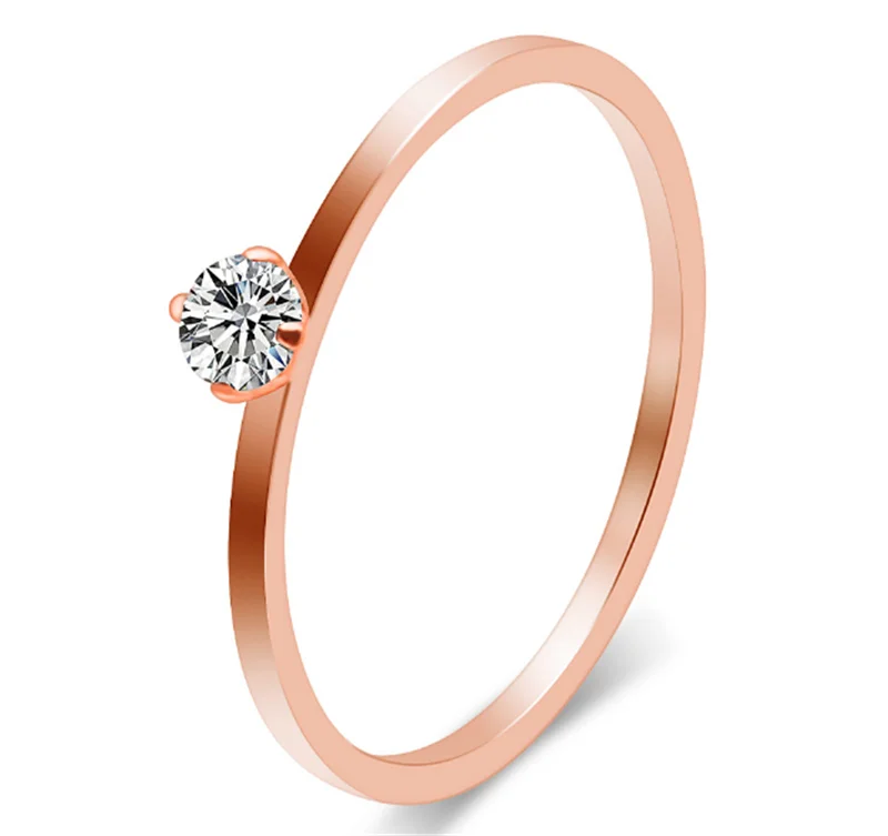 Новое модное простое кольцо из титановой стали, инкрустированное кристаллом, Цирконом, из нержавеющей стали, женское детское маленькое кольцо