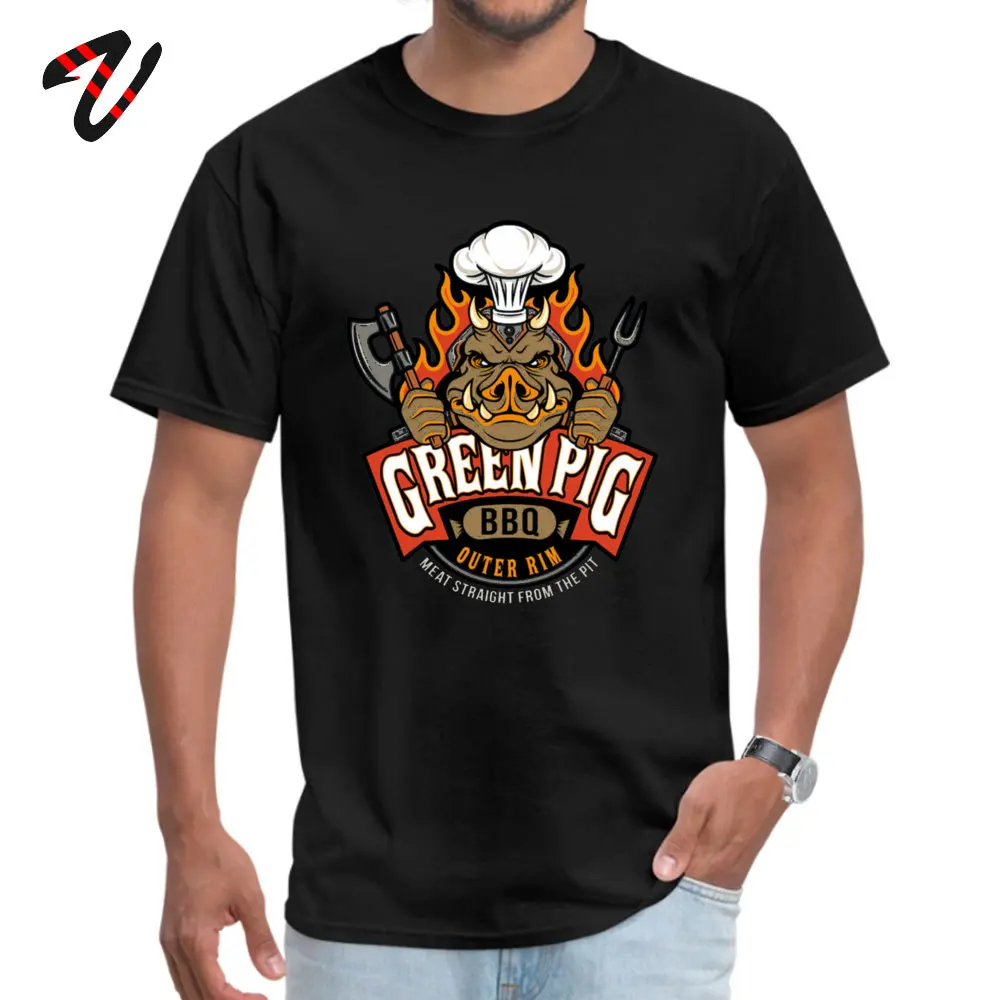 High Quality Student T-shirts Round Neck Short Sleeve All Cotton Green Pig BBQ T Shirt Group Clothing Shirt Drop Shipping Green Pig BBQ -21518 black