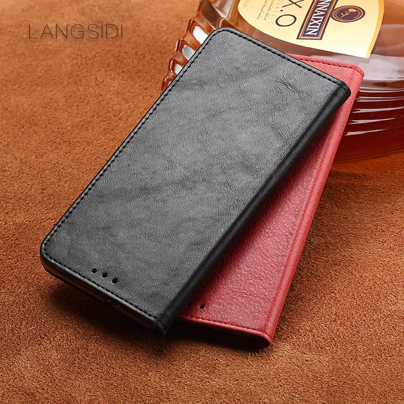 

wangcangli Case ForMeizu Pro 7 Handmade Genuine Leather Wallet Flip Cover Card Slot Business Holster vintage leather