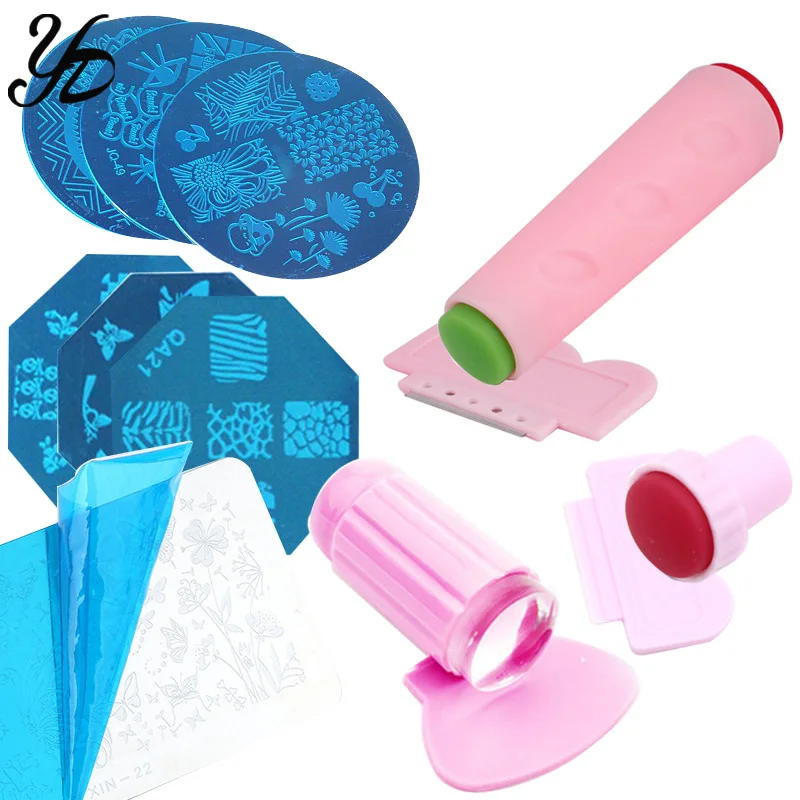 

Yiday Silicone Stamper Transparent Jelly Nail Stamping Stamp Scraper Set Polish Print Transfer Manicure Template Tool UV Gel DIY