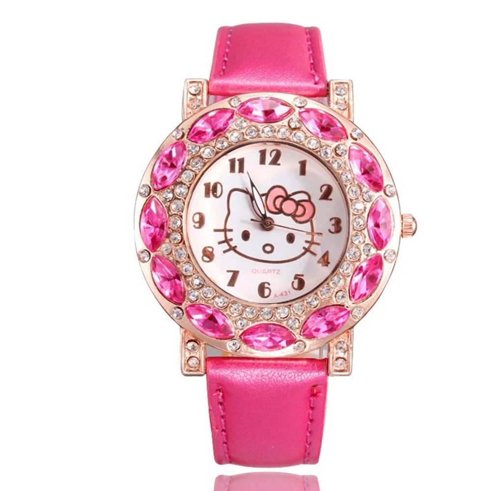 Брендовые милые изысканные розовые Кристальные Стразы с циферблатом, кварцевые часы для детей, женские наручные часы для девушек, Relojes Mujer Relogio Hour
