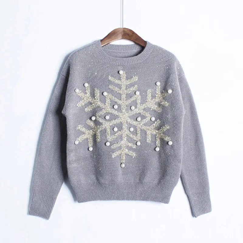 Sweater Women 2017 Fashion Winter Christmas Gift Sweater Women Pullover Knitted Slim Sweaters Snowflakes Paillette Pullovers Sweater Women 2017 Fashion Winter Christmas Gift Sweater Women Pullover Knitted Slim Sweaters Snowflakes Paillette Pullovers