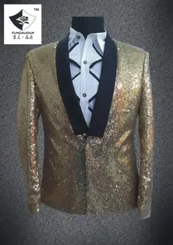 

HSS20025 Men Golden Sequin Costume
