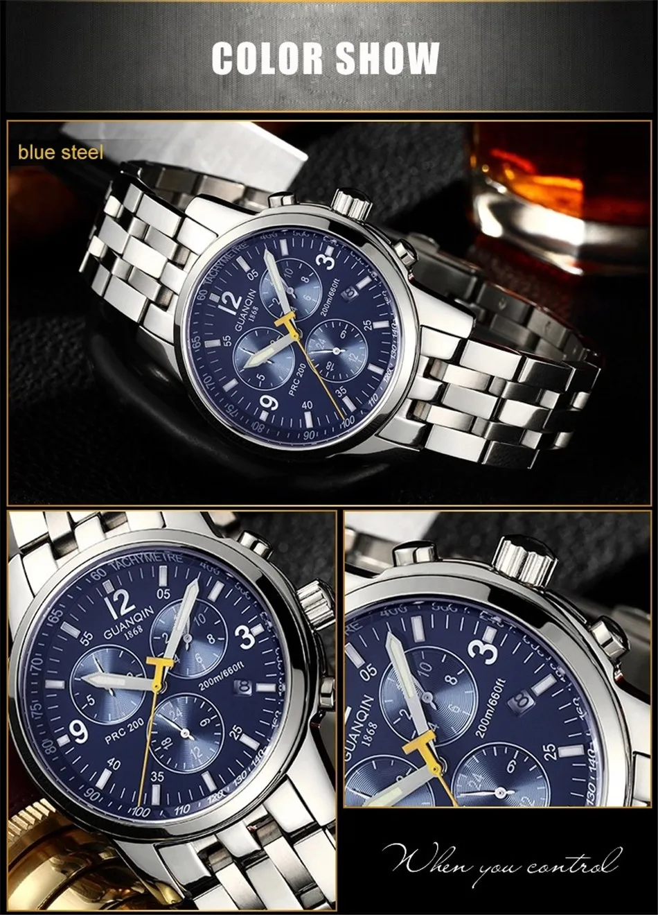 GUANQIN 2018 SWIMMING watch top brand luxury Clock Men Automatic 200m waterproof Mechanical clock men Relogio Masculino
