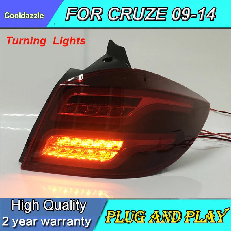2 шт., 2009- год, хэтчбек для Chevrolet Cruze, светодиодный задний светильник, задний светильник, задний фонарь в сборе, хром, красный, черный, дымчатый, черный