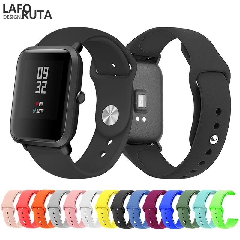 Спортивный мягкий силиконовый ремешок Laforuta 20 мм для часов Xiaomi Amazfit Bip Huami