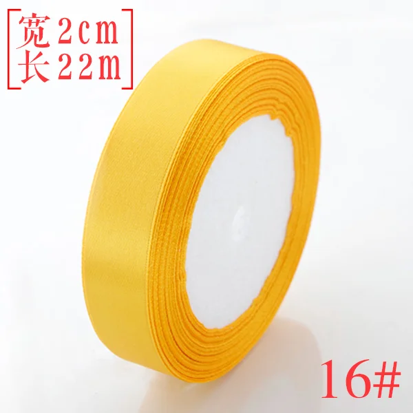 25 Yards/roll) 6/10/15/20/25mm Single Face Satin Ribbon Wholesale Wedding Christmas Gift Box Package Cake Baking Decoration - Color: Gold yellow