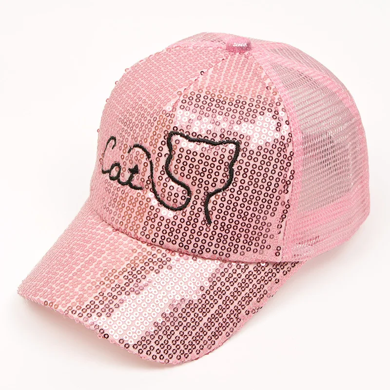 New Sequin Cat Children Kids Summer Sun Hats Baseball Caps Boy Girl Net ...