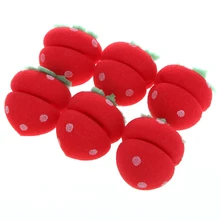 6pcs/set Magic Soft Sponge Hair Curlers Rollers Strawberry Foam Ball Curly Roller Bun Round DIY Hair Curling Care Hairstyle Tool