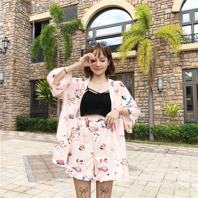 Личи Harajuku клубникой и кроликами Для женщин комплект из 2 предметов кардиган с