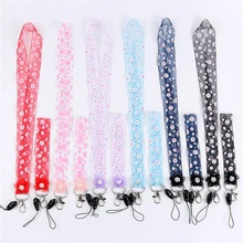 Женский шарф мобильный ремень для телефона шейный ремень лента с цветочным узором Браслеты телефонный ремешок для ключей ID карты Висячие веревки