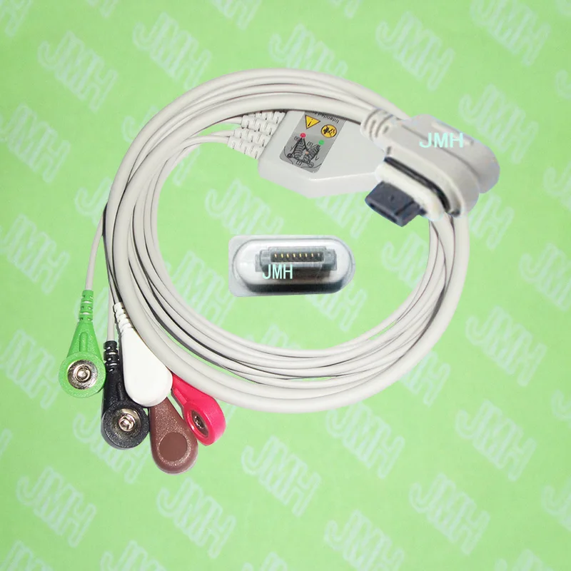 

Compatible with GE seer light 2008594-003 holter patient the one-piece 5 lead ECG cable and leadwire,IEC or AHA,Snap or clip.