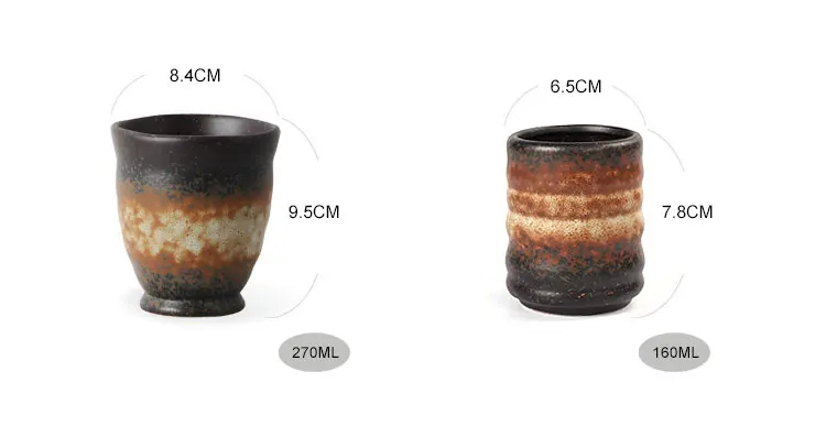 Японский стиль, креативные домашние винтажные коричневые керамические чашки без рукоятки, пигментированные толстые 270 мл фарфоровые чайные чашки, посуда для напитков