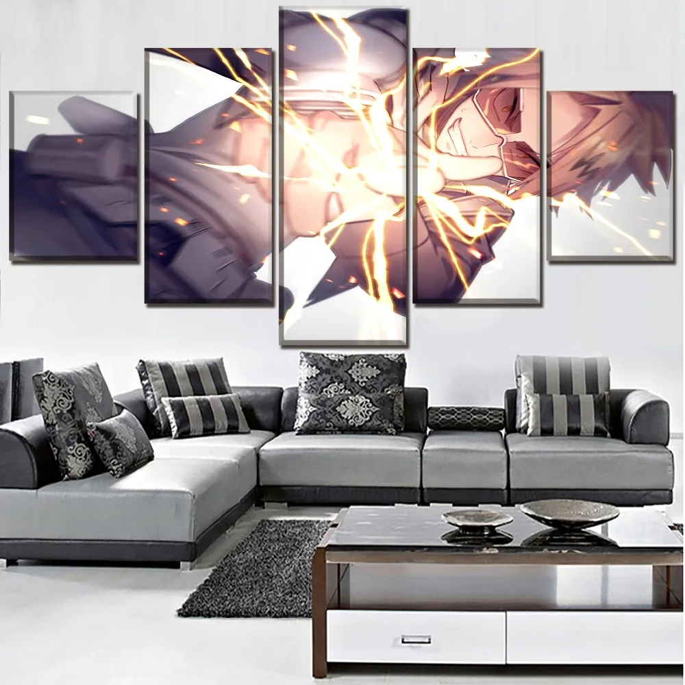 Modern Painting 5 Pieces Anime My Hero Academia Denki Kaminari Pictures Canvas Art Printed One Set Poster Home Decor Framework | Дом и сад
