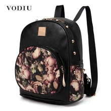 women backpack school bag rivet teenage backpacks for girls leather 3D Printing Floral female Designer backpack laptop fashion