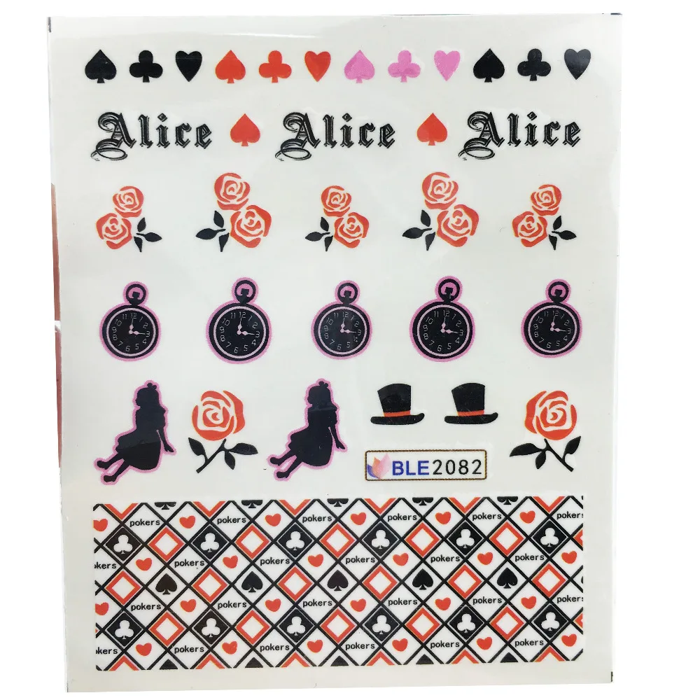 11 листов Алиса в стране чудес переводные наклейки на ногти переводные наклейки для ногтей NailArtTattoo маникюр