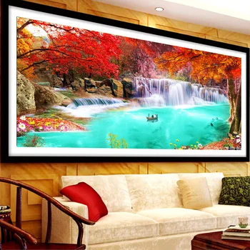 

Diamond Embroidery Mosaic Painting Cross Stitch Full Running Water Generates Wealth Treasure Bowl Small Boat DIY 5D Decoration