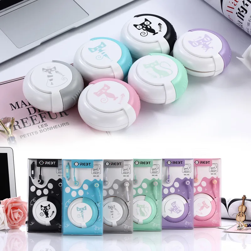 Cartoon Cute Cat Auricolari 3.5Mm In-Ear Music Auricolari Universali Mic Con Scatola Portaoggetti Per Gatti Per Iphone Samsung Xiaomi Kids Gift