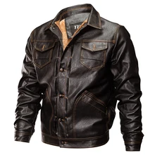 New Winter Pilot Leather Bomber Jacket Men Faux Leather