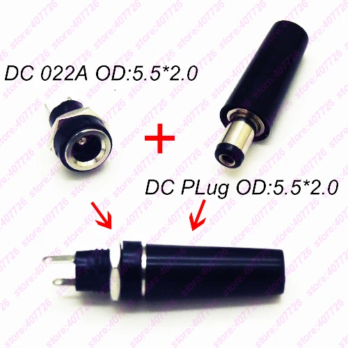 10 шт. DC Мощность контактный разъем 2,1x5,5 мм штепсельная розетка Jack + штекер разъем адаптера DC-022A