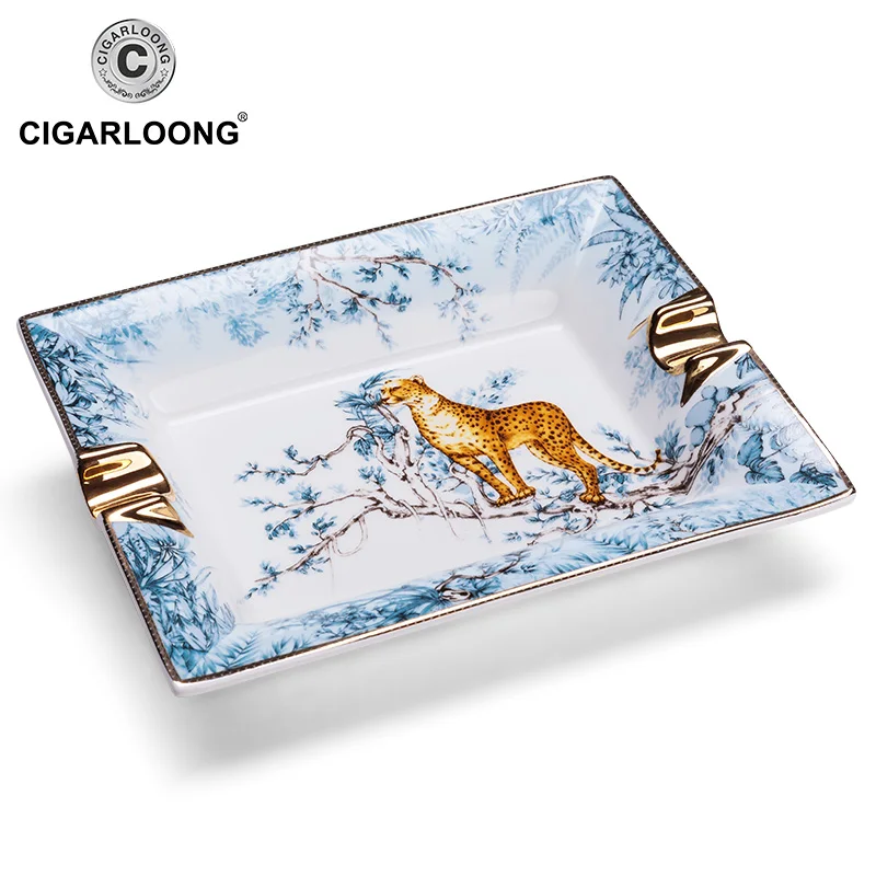 

Free ship High-definition fashion 2 Holder Ceramic Large Size Square Cigar Ashtray Ceramic Cigarette Ash Tray CLG-0088