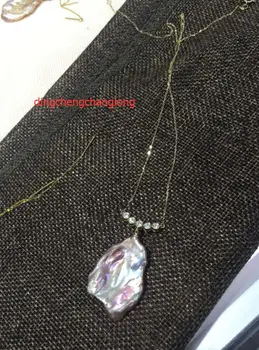 

free shipping >>>>noble jewelry Natural SouthSea baroque kasumi pearl pendant 18k chain