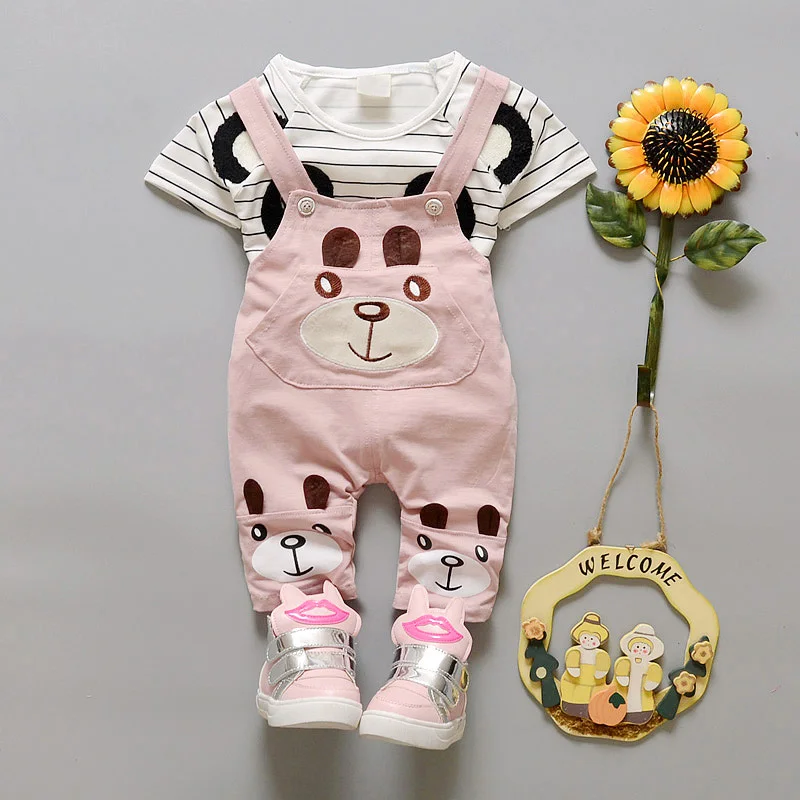 

2019 New Summer Cute Girls Clothes Kids Baby Clothing Sets Toddler Girl Clothing Kids Clothes Sets T-shirt + Shorts Overalls