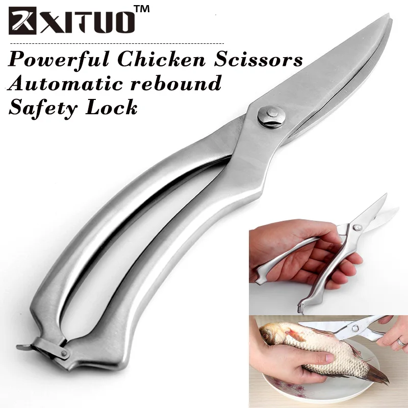 

XITUO Stainless Steel Kitchen Scissors Powerful Chicken Bone Scissors Cutter Cook shear Fish Duck cut Chef Scissors knife tool