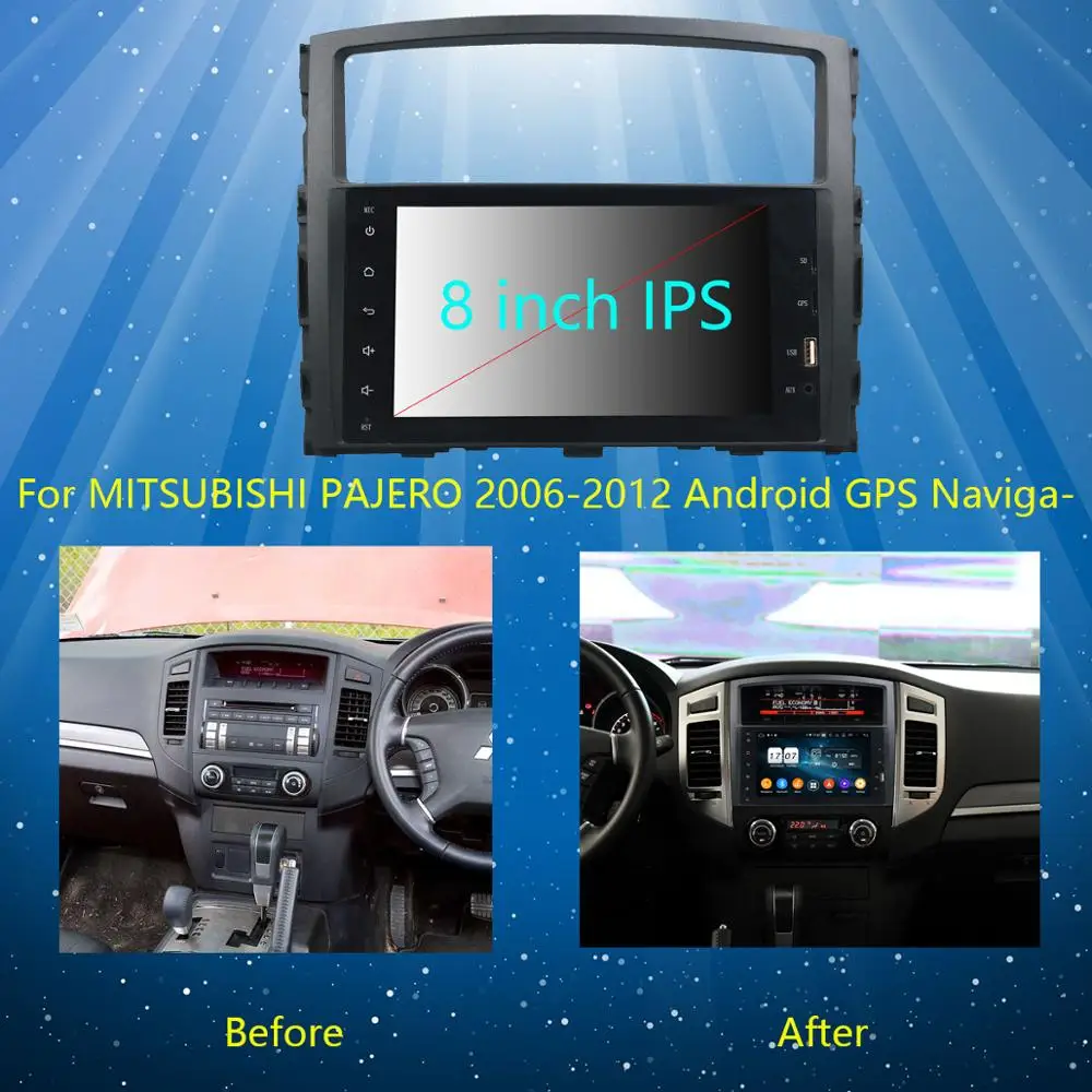 Cheap 8" IPS 8 Core 4GB RAM+64GB ROM Android 9.0 Car DVD Radio GPS Navi For Mitsubishi Pajero V97 V93 2006-2015 DSP CarPlay Parrot BT 2