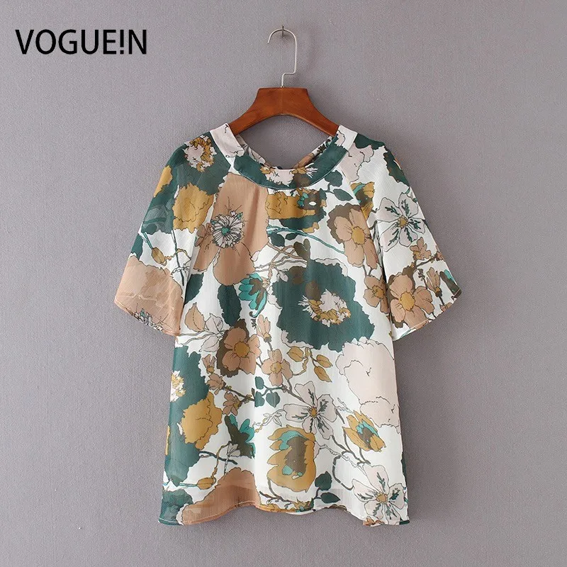 

VOGUE!N New Womens Ladies Summer Flare Sleeve Floral Print Short Sleeve Shirt Blouse Tops