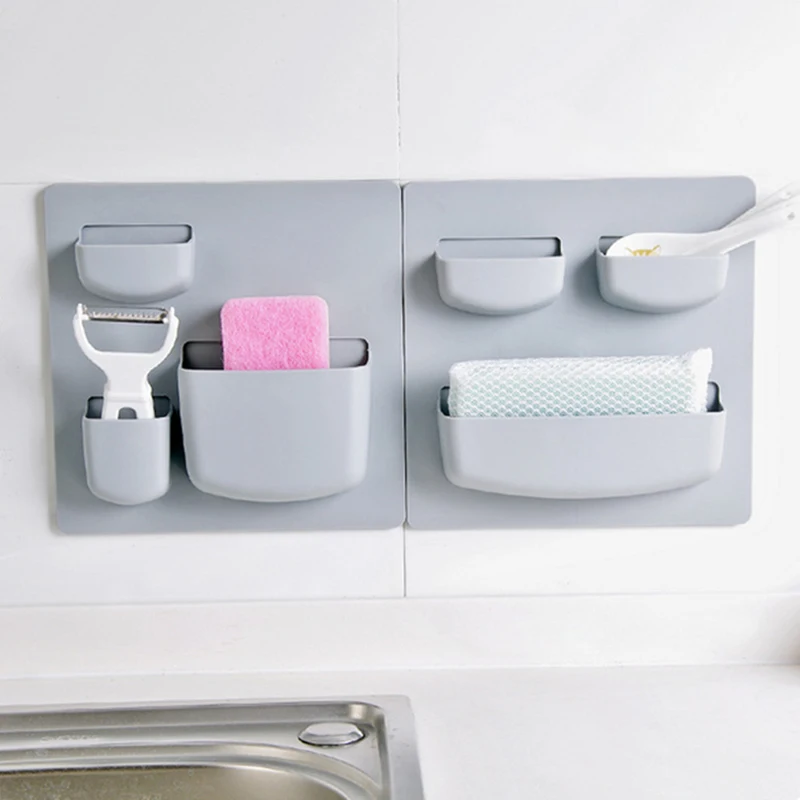Держатель для хранения двойная стойка для кухни ванной комнаты органайзер для душевой полки многофункциональная полезная, с двойной присоской губка для мыла