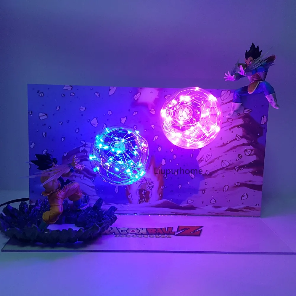 Dragon Ball лампы сын Goku kamehameha против Вегета Galick пистолет светодио дный светодиодные ночники Lampara Dragon Ball Z Супер Saiyan DBZ настольная лампа