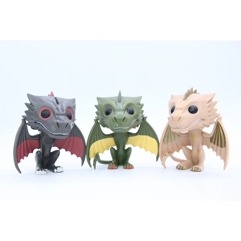

3pcs/set HOT Game of Thrones Rhaegal Viserion Drogon Dragon Cute PVC Action Figure Model Toys