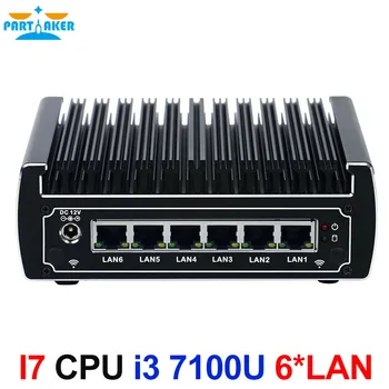 Billige 6 Ethernet LAN Fanless Pfsense Mini PC Intel Kabylake Core I3 7100u DDR4 Ram AES-NI Linux Server Firewall Computer Für Fenster 10