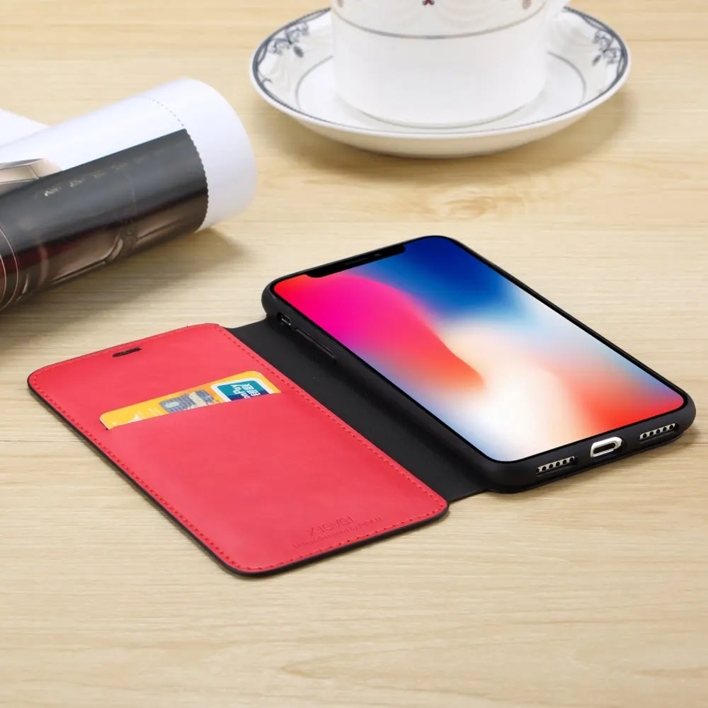 Роскошный чехол кошелек из натуральной кожи для телефона iPhone Xr X Xs Max откидной