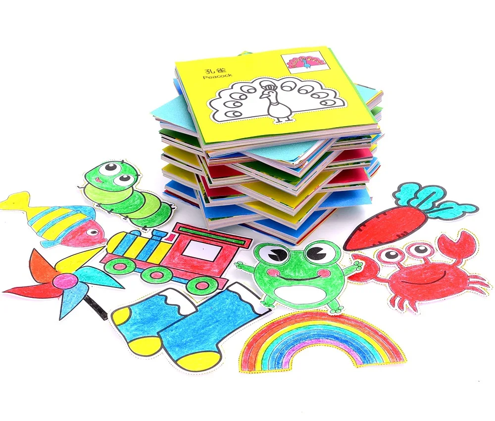 96 шт./48 шт. Детские Мультяшные цветные бумажные складные и режущие игрушки для детей Kingergarden Art Craft DIY Развивающие игрушки GYH