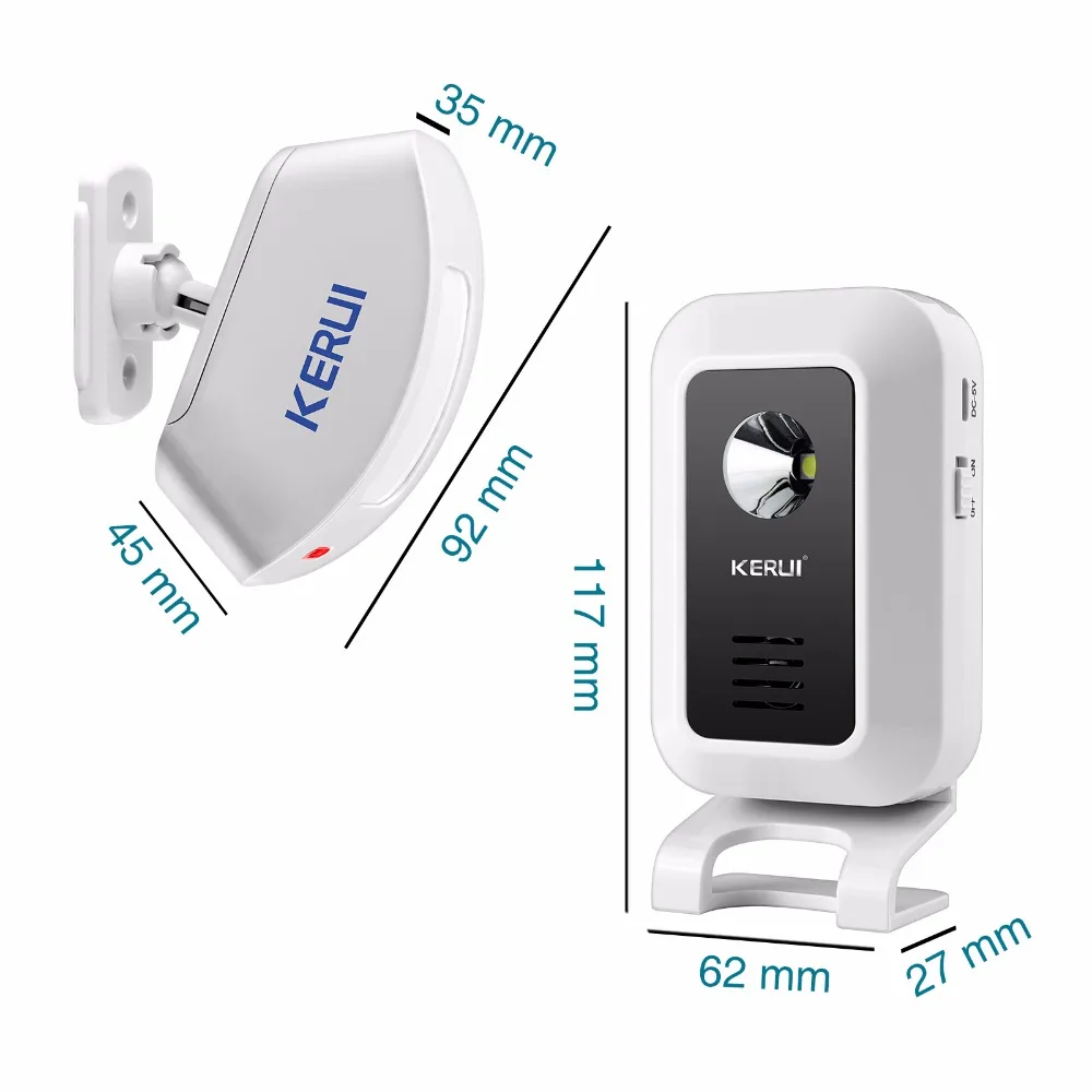 Best KERUI Wireless 433MHz Curtain PIR Motion Wireless Strobe Light Welcome Chime Doorbell Burglar Alarm System