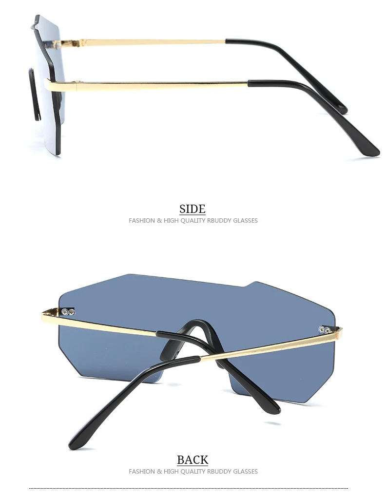 RBUDDY стимпанк очки солнцезащитные очки без оправы женские брендовые дизайнерские Зеркальные Солнцезащитные очки мужские футболки хипстер женские lunette de soleil femme