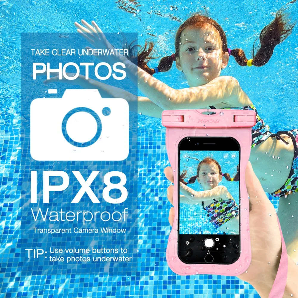 4 шт. Mpow PA132 IPX8 водонепроницаемый чехол для телефона, сумка, универсальный чехол для 6,5 дюймовых сотовых телефонов, кнопка «домой», вырез для фотосъемки под водой