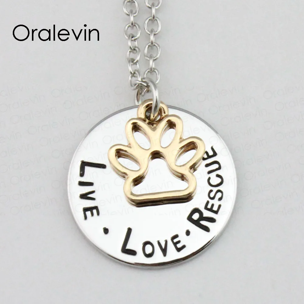 Wholesale LIVE LOVE RESCUE Pet Lover Dog Paw Animal Charm Pendant