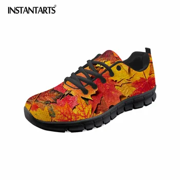 

INSTANTARTS Women Shoes Fashion Maple Leaf Casual Brand Flats Ladies Shoes Light Comfortable Mesh Shoes for Female Zapatos Mujer
