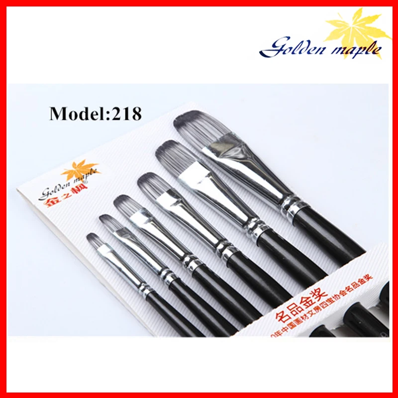 

6 Pcs/set White and Black Colors Nylon Panit Brushes Set Wooden Handle Oil Watercolor Brush for Artist Supplies