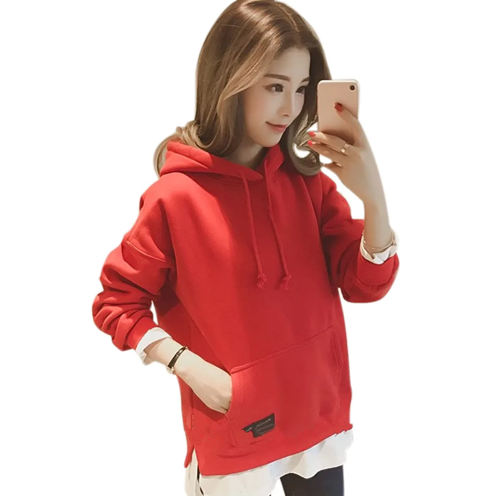 Women Loose Hoodie Pullover Harajuku Sweatshirts Long Sleeve Fake Two ...