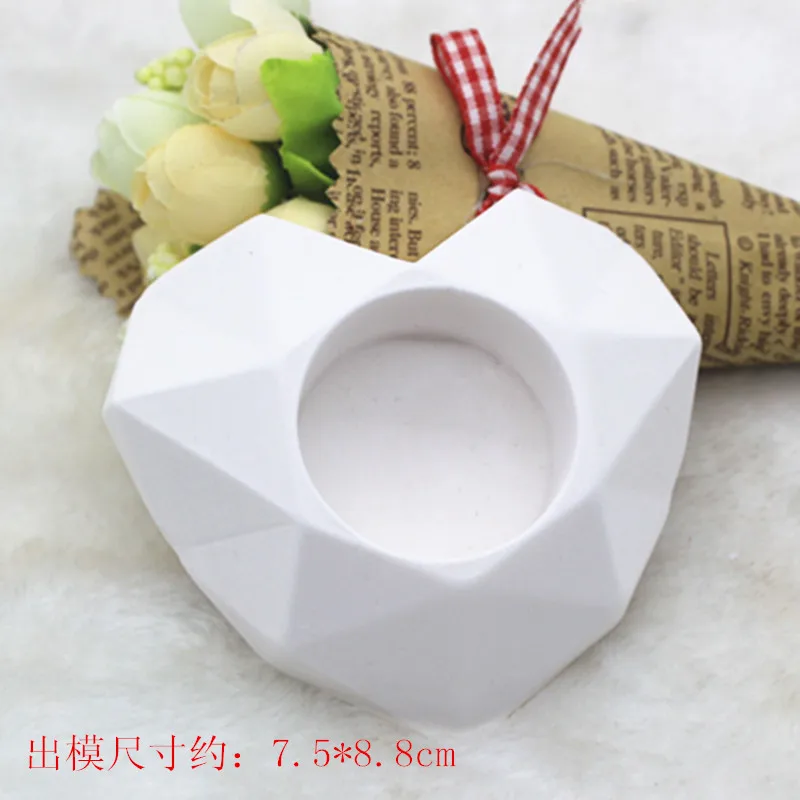 3d Heart geometric diamond Aroamtic plaster ornament silicone mold for concrete candle holder molds