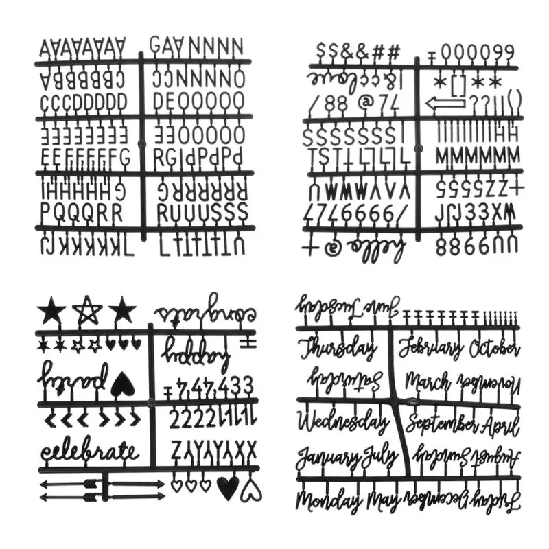 4 шт./компл. черный персонажей для Войлок письмо доска Номера для со сменными буквами доска
