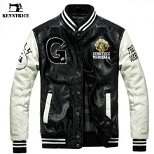 Бейсбол кожаная куртка мужская Черный Белый Колледж Jaqueta Couro пиджак мужской PU Кожаная Куртка Высокого Качества Осень Зима пальто куртки