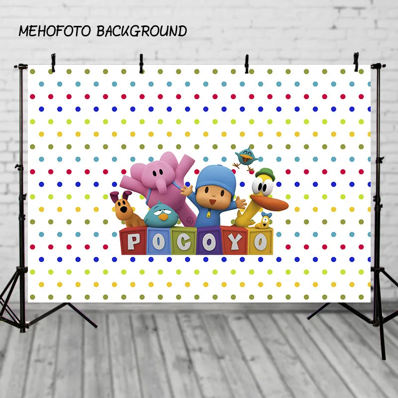 

Photography Backdrop Colorful Polka Dots Cartoon Pocoyo Birthday Custom Photo background Children background for photo studio