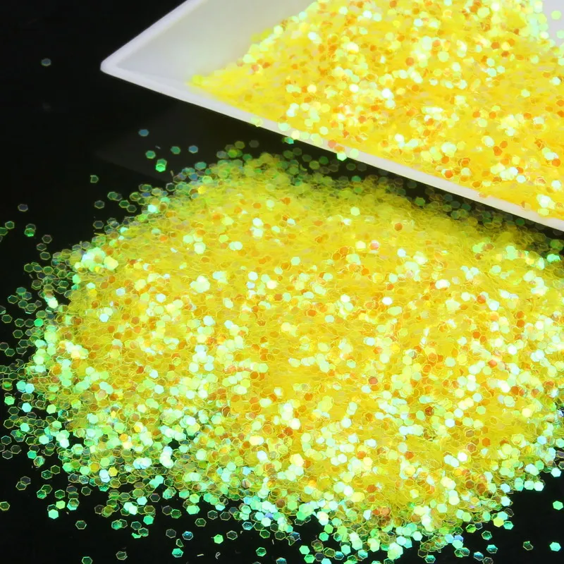 

Yellow Color Glitter Laser Sequins Nail Art Glitter Powder Dust Hexagonal Sequins Nail Decal Women Manicure Styling Tools WY31