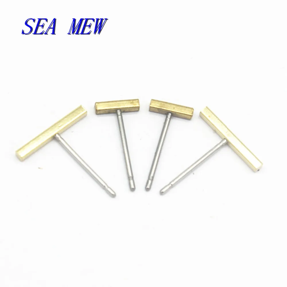 

100 PCS 6mm 12mm Raw Brass Rectangle Stud Earrings Base Setting DIY Jewelry Accessories