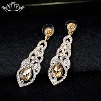 

Fashion 4 color Wedding Long Drop Earrings for Women Crystal Rhinestone Bridal Party Prom Korean Earrings Jewelry Gift
